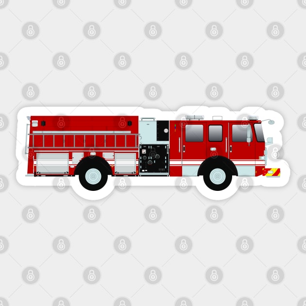 Red Fire Pumper Sticker by BassFishin